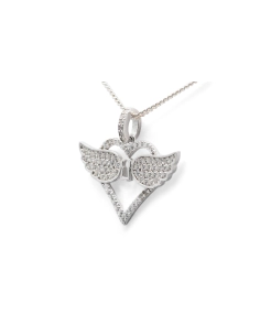 Pendentif contemporain en argent 925 serti de zirconiums