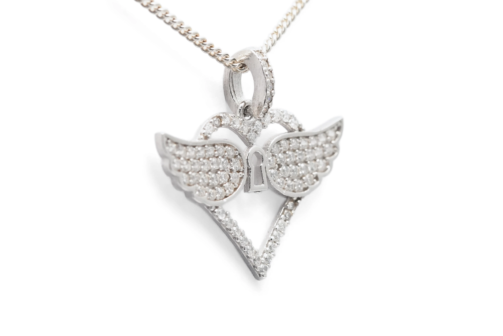 Pendentif contemporain en argent 925 serti de zirconiums