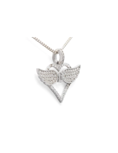 Pendentif contemporain en argent 925 serti de zirconiums