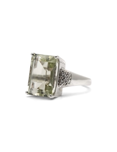 Bague contemporaine en argent 925 sertie d'une citrine et de zirconiums