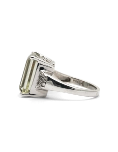 Bague contemporaine en argent 925 sertie d'une citrine et de zirconiums