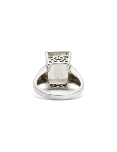 Bague contemporaine en argent 925 sertie d'une citrine et de zirconiums