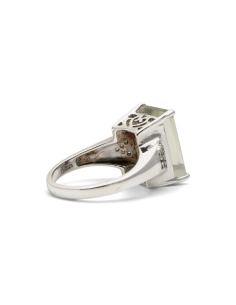 Bague contemporaine en argent 925 sertie d'une citrine et de zirconiums