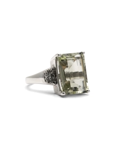 Bague contemporaine en argent 925 sertie d'une citrine et de zirconiums