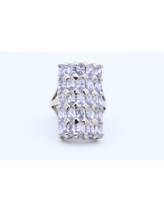 Bague contemporaine en argent 925, sertie de zirconiums-The Vintage Workshop