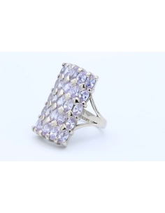 Bague contemporaine en argent 925, sertie de zirconiums-The Vintage Workshop