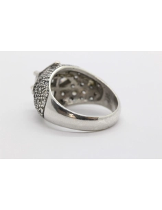 Bague contemporaine en argent 925, sertie de zirconiums-The Vintage Workshop