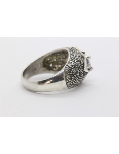 Bague contemporaine en argent 925, sertie de zirconiums-The Vintage Workshop