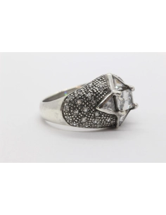 Bague contemporaine en argent 925, sertie de zirconiums-The Vintage Workshop