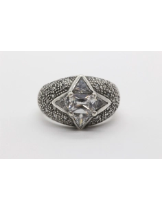 Bague contemporaine en argent 925, sertie de zirconiums-The Vintage Workshop