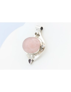 Pendentif en argent 925, serti d'un quartz rose, d'une citrine, d'une topaze et d'une améthyste-The Vintage Workshop