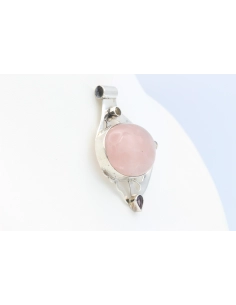 Pendentif en argent 925, serti d'un quartz rose, d'une citrine, d'une topaze et d'une améthyste-The Vintage Workshop