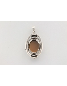Pendentif années 70 en argent 835, serti d'une agate-The Vintage Workshop