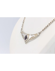 Collier contemporain en argent 925, serti d'une améthyste-The Vintage Workshop