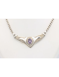 Collier contemporain en argent 925, serti d'une améthyste-The Vintage Workshop