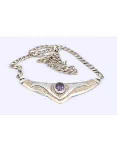 Collier contemporain en argent 925, serti d'une améthyste-The Vintage Workshop