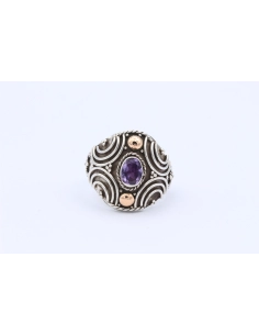 Bague contemporaine en argent 925, sertie d'une améthyste-The Vintage Workshop