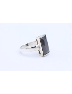 Bague contemporaine en argent 925, sertie d'onyx-The Vintage Workshop