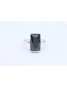Bague contemporaine en argent 925, sertie d'onyx-The Vintage Workshop