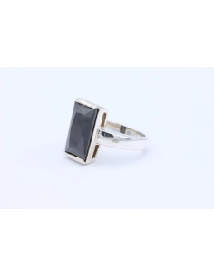 Bague contemporaine en argent 925, sertie d'onyx-The Vintage Workshop