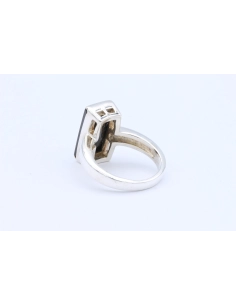 Bague contemporaine en argent 925, sertie d'onyx-The Vintage Workshop