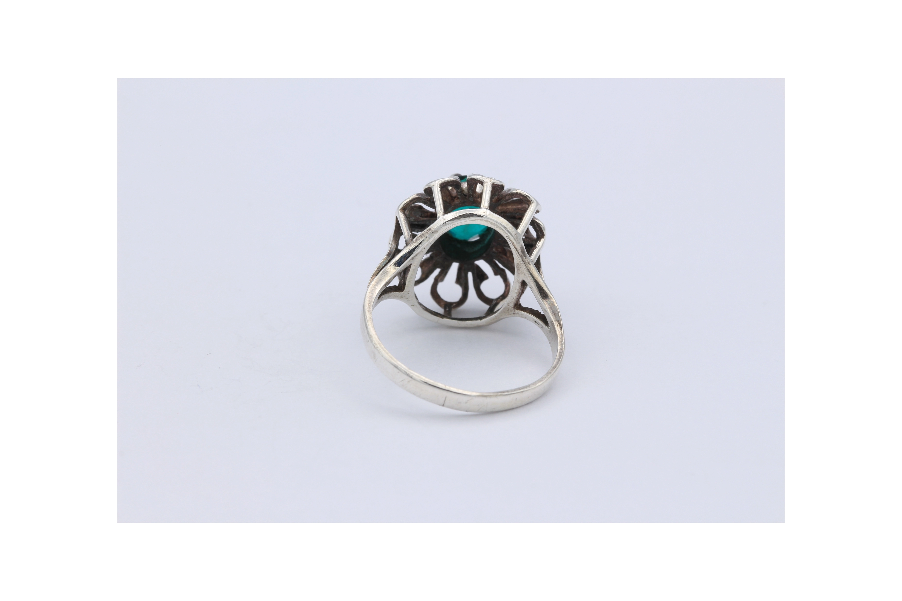 Bague années 50 en argent 925, sertie de verre-The Vintage Workshop