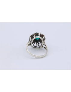 Bague années 50 en argent 925, sertie de verre-The Vintage Workshop