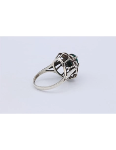 Bague années 50 en argent 925, sertie de verre-The Vintage Workshop