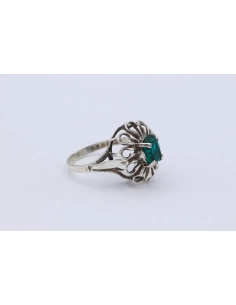 Bague années 50 en argent 925, sertie de verre-The Vintage Workshop