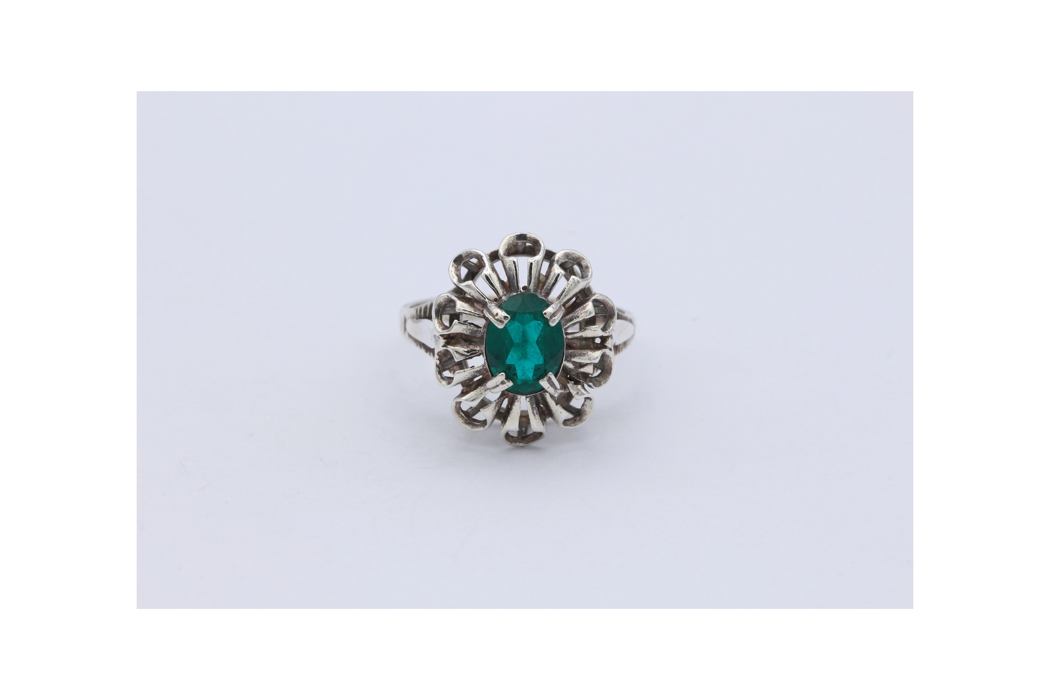 Bague années 50 en argent 925, sertie de verre-The Vintage Workshop