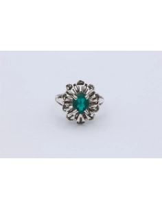 Bague années 50 en argent 925, sertie de verre-The Vintage Workshop