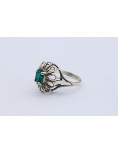 Bague années 50 en argent 925, sertie de verre-The Vintage Workshop