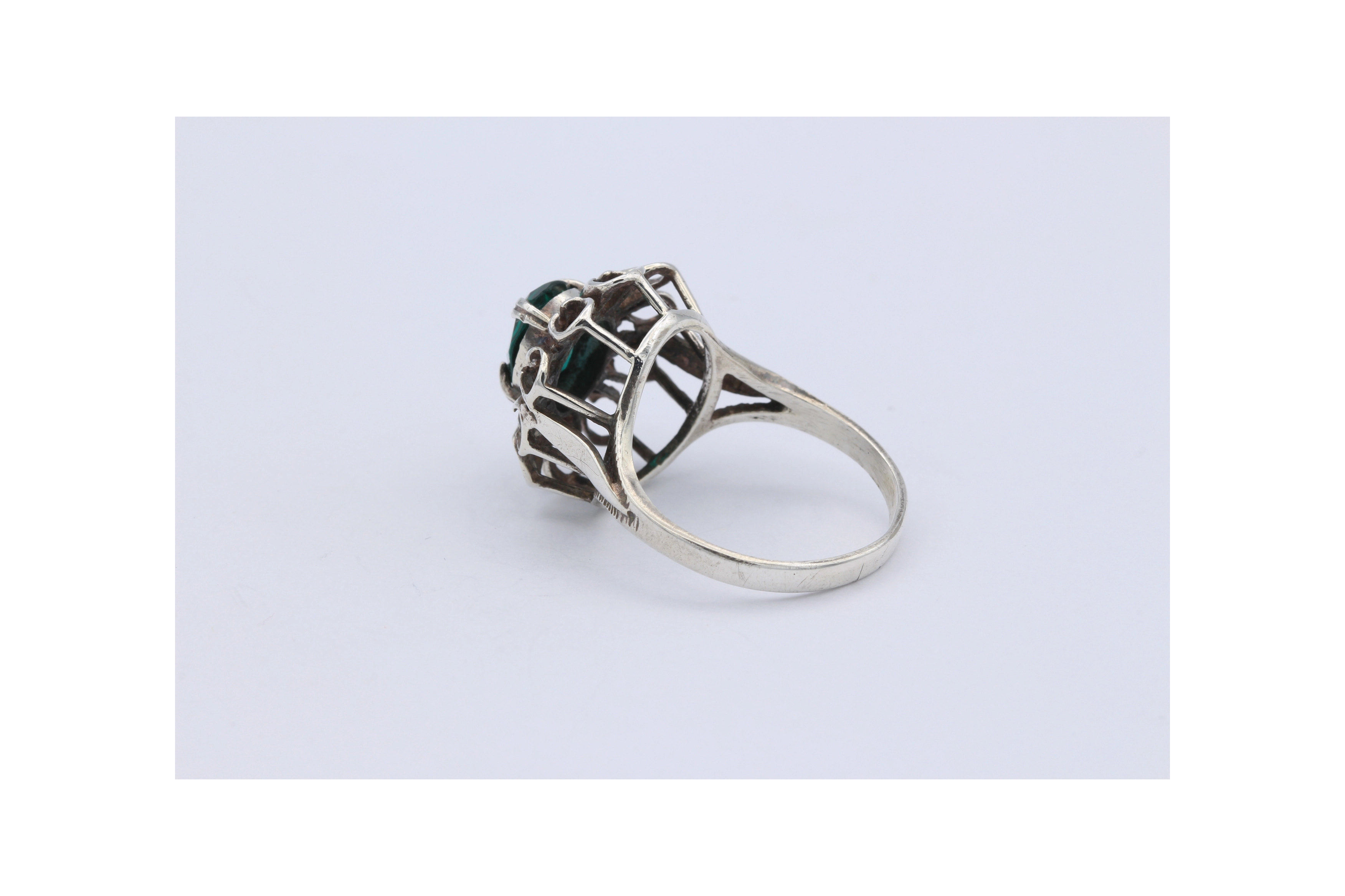 Bague années 50 en argent 925, sertie de verre-The Vintage Workshop