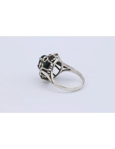 Bague années 50 en argent 925, sertie de verre-The Vintage Workshop