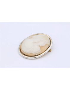 Broche Art Déco en argent 800, sertie d'une camée - - 3