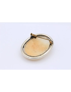 Broche Art Déco en argent 800, sertie d'une camée - - 6