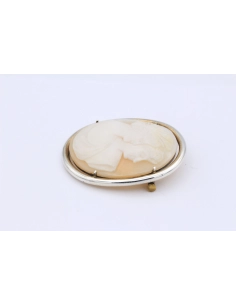 Broche Art Déco en argent 800, sertie d'une camée - - 4