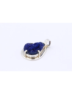 Pendentif contemporain en argent 925 et azurite brute-The Vintage Workshop
