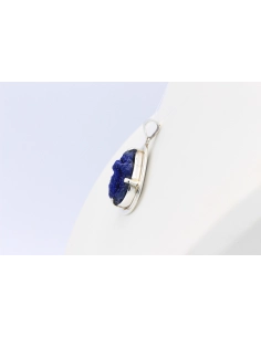 Pendentif contemporain en argent 925 et azurite brute-The Vintage Workshop