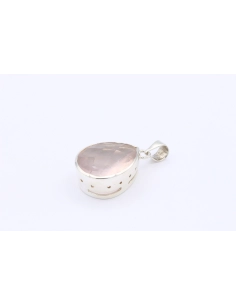 Pendentif contemporain en argent 925 et quartz rose-The Vintage Workshop