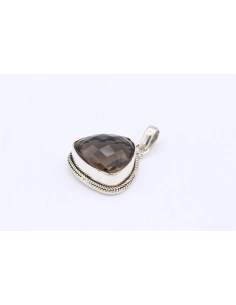Pendentif contemporain en argent 925 et quartz fumé-The Vintage Workshop