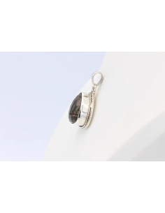 Pendentif contemporain en argent 925 et quartz fumé-The Vintage Workshop