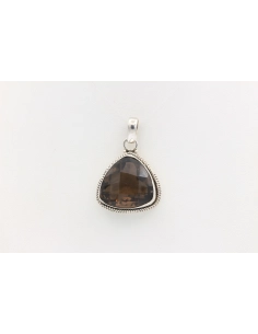Pendentif contemporain en argent 925 et quartz fumé-The Vintage Workshop