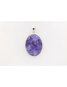 Pendentif contemporain en argent 925 et cabochon de charoïte-The Vintage Workshop