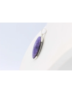 Pendentif contemporain en argent 925 et cabochon de charoïte-The Vintage Workshop