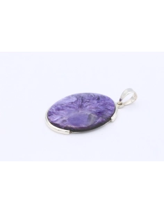 Pendentif contemporain en argent 925 et cabochon de charoïte-The Vintage Workshop