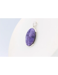 Pendentif contemporain en argent 925 et cabochon de charoïte-The Vintage Workshop