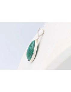 Pendentif moderne en argent 925 serti d'un cabochon de malachite-The Vintage Workshop