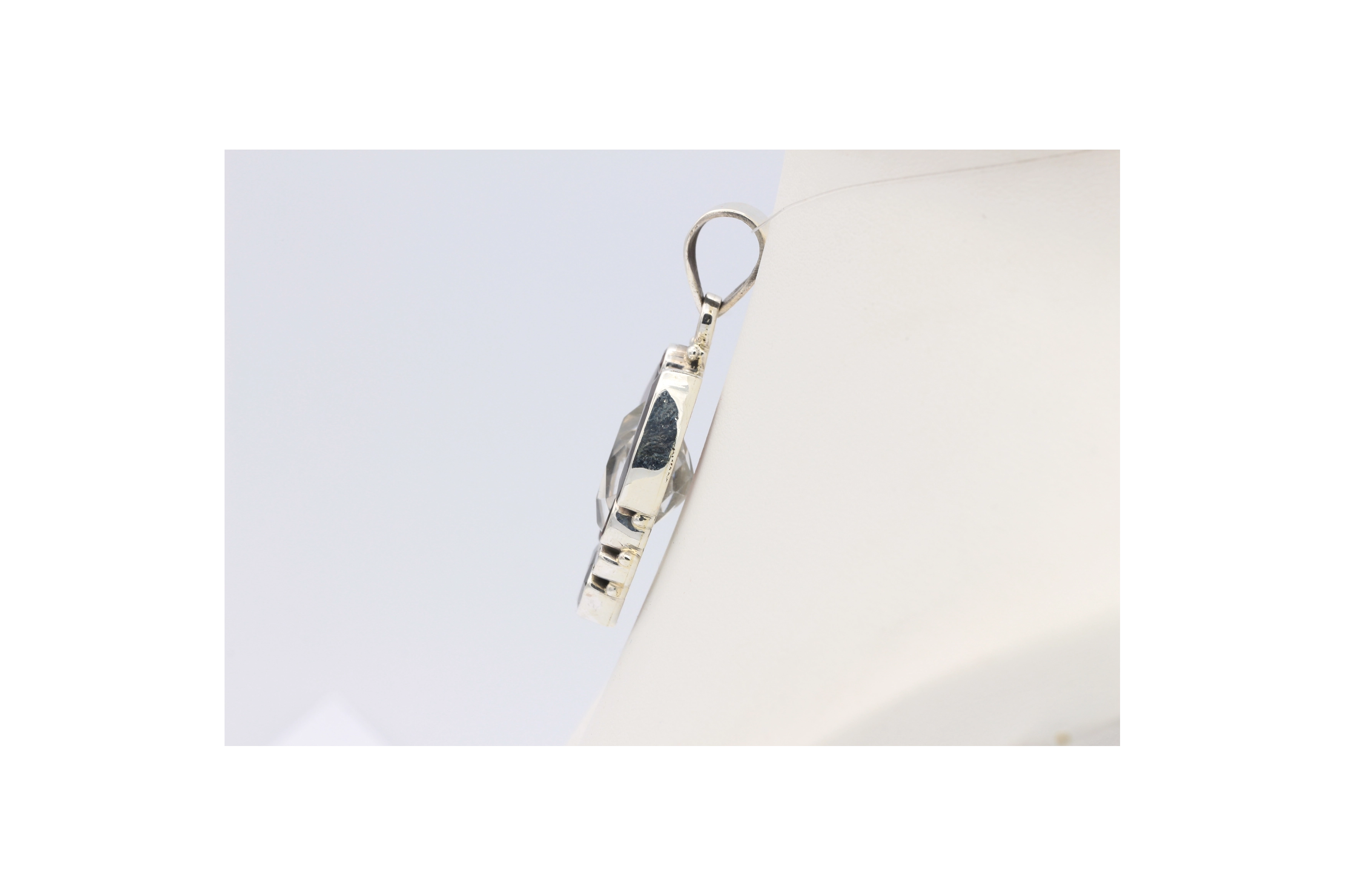 Pendentif contemporain en argent 925 serti de grenat et citrine-The Vintage Workshop