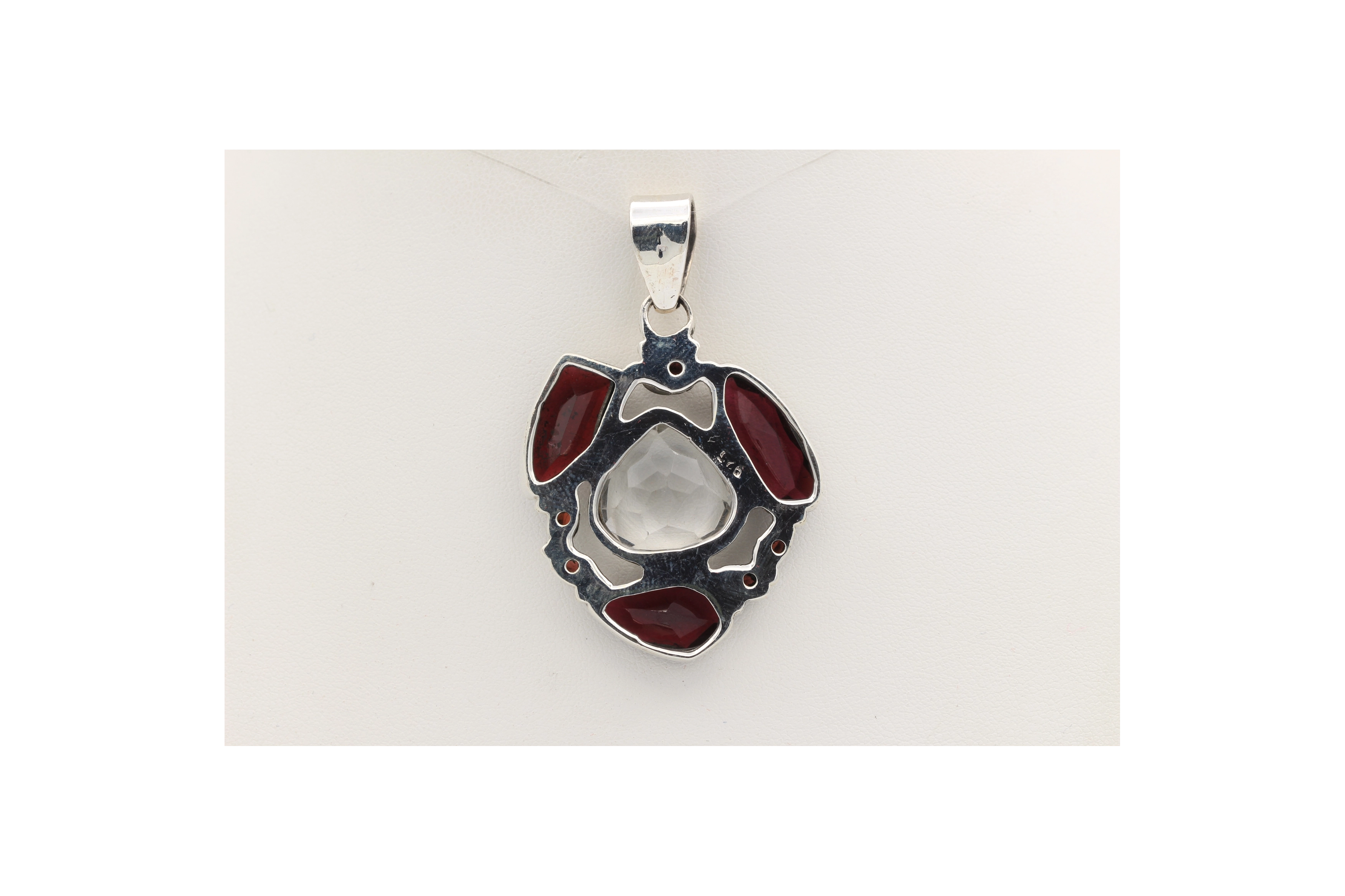 Pendentif contemporain en argent 925 serti de grenat et citrine-The Vintage Workshop